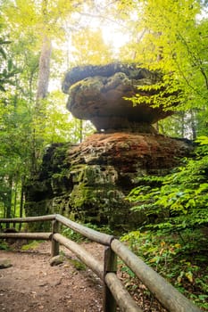 Unique sandstone rock formation in Red River Gorge Geological area in Kentucky