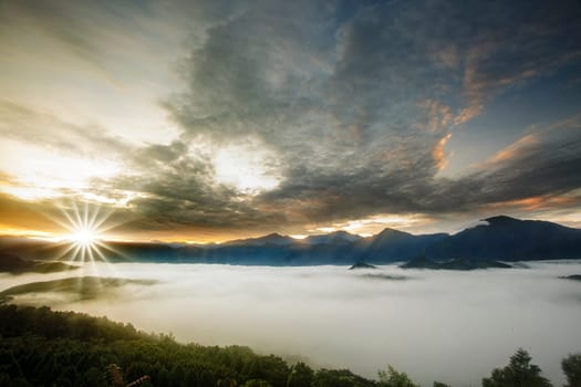 The Beautiful Jinlong Mountain Sunrise, Taichung, Taiwan