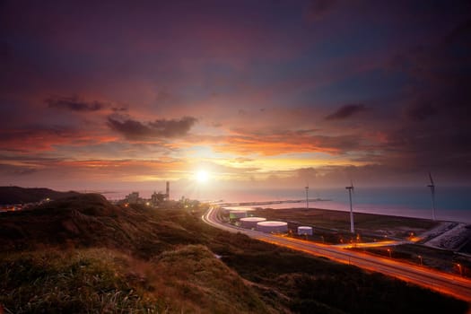 The beautiful sunset beside the beach on the west of Taiwan