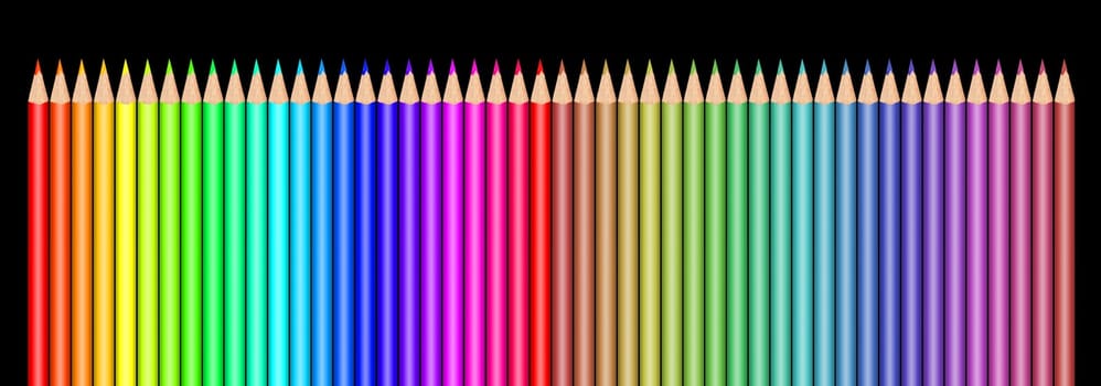 Multi colored pencils on white background