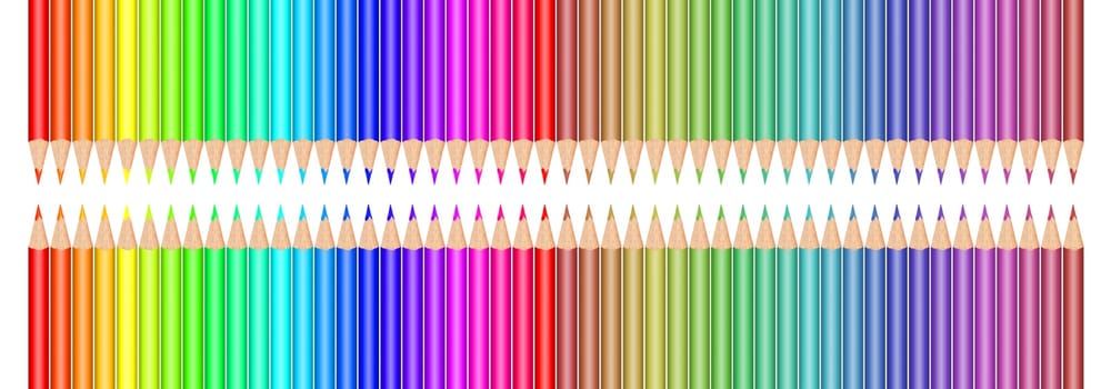 Colorful color pencils in front of white background