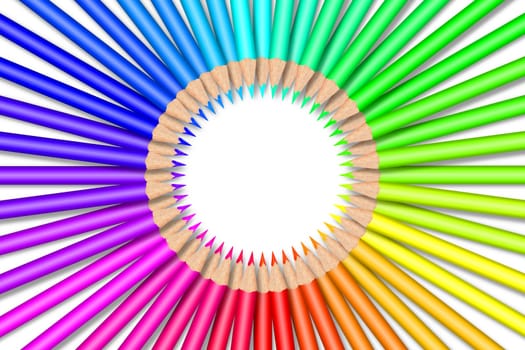 Colorful color pencils in front of white background