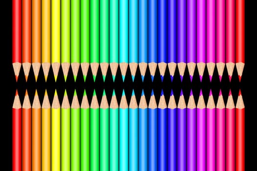 Colorful color pencils in front of white background