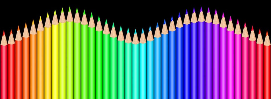 Colorful color pencils in front of white background