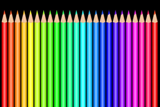 Colorful color pencils in front of white background