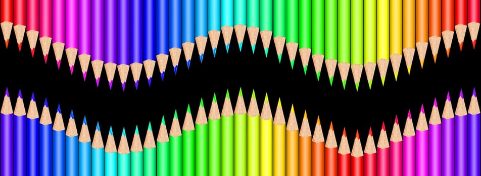Colorful color pencils in front of white background
