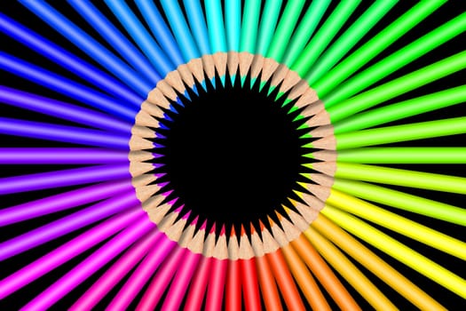 Colorful color pencils in front of white background