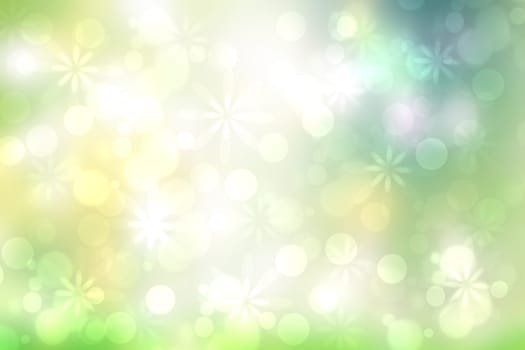 Abstract spring or summer flower background. Abstract beautiful green white flower background with beautiful flowers and sun lights. Nice flower texture.