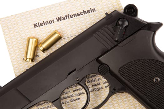 German Text: Little Weapon Certificate in Germany allows shotgun and gas pistols.