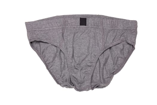 Underware men isolated. Close-up of gray male underware or underpants isolated on a white background. Clothing for man.