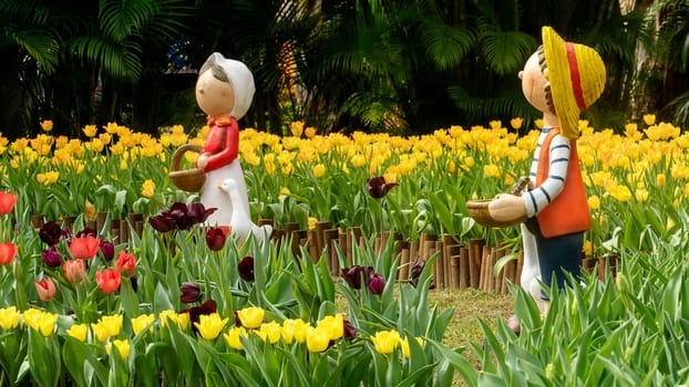 Taipei Shilin official residence, Taiwan - 21 Feb, 2019: 2019 Shilin official residence tulip exhibition, Taipei, Taiwan