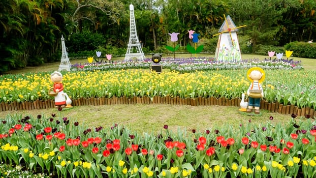 Taipei Shilin official residence, Taiwan - 21 Feb, 2019: 2019 Shilin official residence tulip exhibition, Taipei, Taiwan
