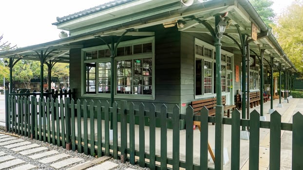 Beimen Railway Station, Chiayi - 23 Feb, 2019: Alishan Railway, has drawn a period of ups and downs of forestry stories. After the bustling, what happened is the memories of the scene.