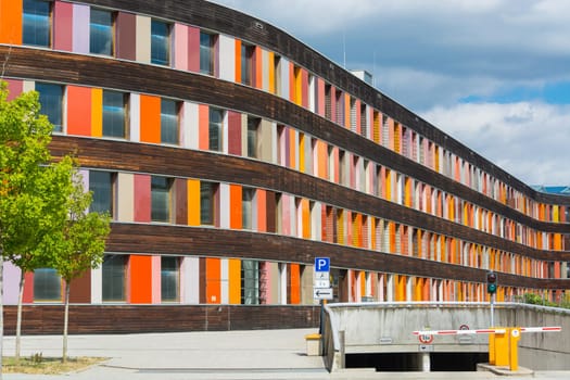 DESSAU - AUGUST 05, 2018: .Environment and colorful facade of the Federal Environment Agency in Dessau
