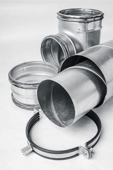 Details of installation Ventilation system, close up a white background