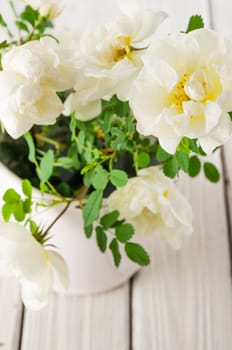 Bouquet of white garden roses, close-up