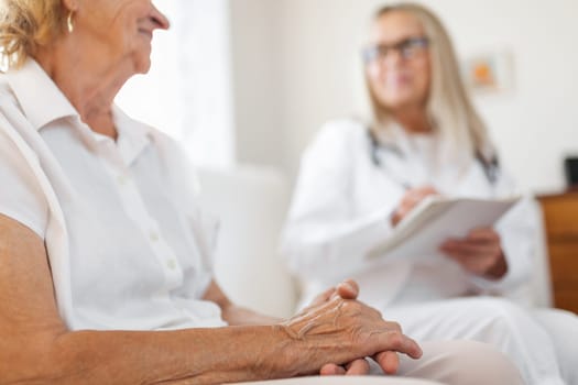 Senior woman during a medical exam with her practitioner