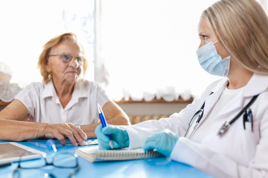 Senior woman during a medical exam with her practitioner