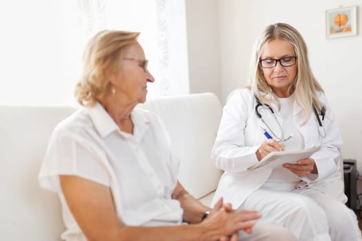 Senior woman during a medical exam with her practitioner