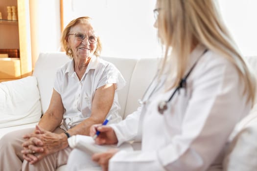 Senior woman during a medical exam with her practitioner