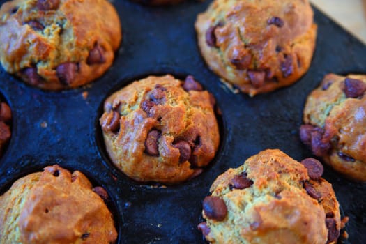 Homemade muffins in an old muffin pan