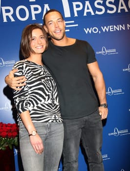 Bachelor Andrej Mangold  with Giirlfriend  Jennifer Lange attend the  Europa Passage Hamburg on 28.02.2019