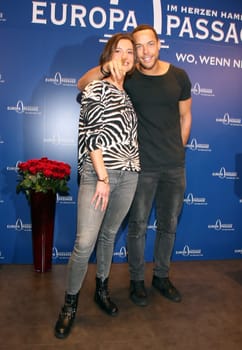 Bachelor Andrej Mangold  with Giirlfriend  Jennifer Lange attend the  Europa Passage Hamburg on 28.02.2019