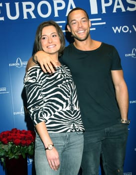 Bachelor Andrej Mangold  with Giirlfriend  Jennifer Lange attend the  Europa Passage Hamburg on 28.02.2019