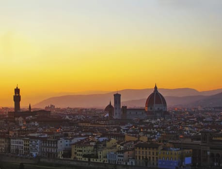 View of Flerence at dusk, Italy