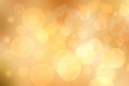 A festive abstract golden yellow gradient background texture with glitter defocused sparkle bokeh circles. Card concept for Happy New Year, party invitation, valentine or other holidays.