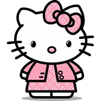 illustration cartoon Hello Kitty pink dress  character