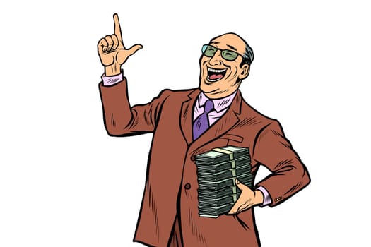 businessmen with cash, rich people. Pop art retro vector illustration kitsch vintage