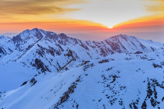 beautiful sunset in the Fagaras Mountains, Romania