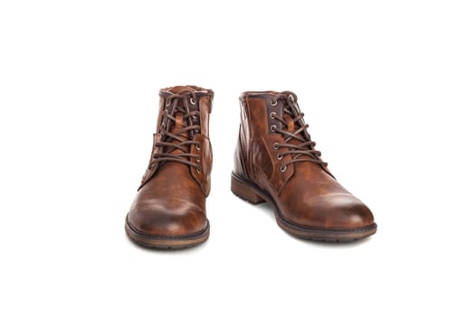 Men's shoes brown color casual. Isolated on white background