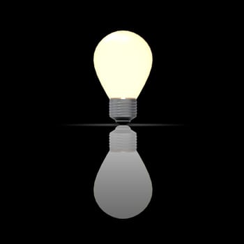 The light bulb with nice reflection and back background