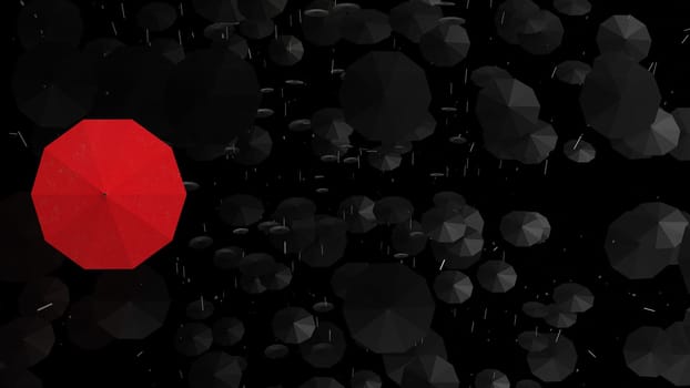 The umbrellas stand out from the crowd like a different leader or concept