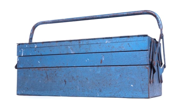 Old metal toolbox, isolated on a white background