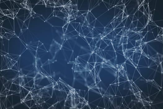 Abstract oscillating network of points and lines. Looped animation with depth of field. 3d render