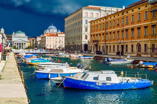 Trieste - Canal Grande of Borgo Teresiano - Friuli Venezia Giulia region - Italy .
