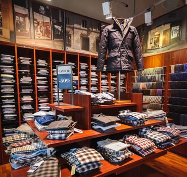 Barberino, Italy, 13 Gen 2019 - A shirts shop store -  one of the many shops of the Barberino outlet