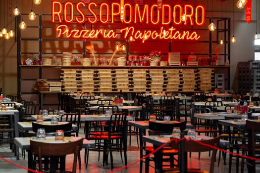 The Rossopomodoro Pizzeria Napoletana restaurant inside Fico Eataly World in Bologna, Italy, 5 Feb 2019