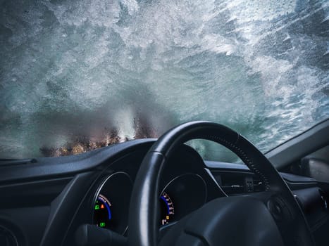 frozen car glass icy background automobile interior frosted .