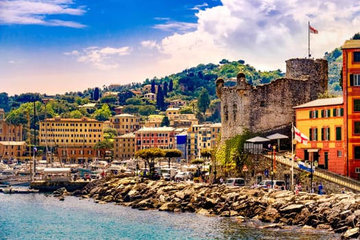italian riviera landscape of Santa Margherita Ligure castle - Genova - Italy .