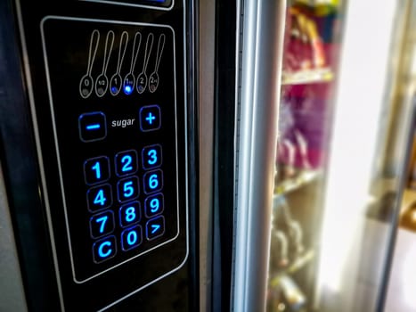 keypad vending machine food and drink corner .
