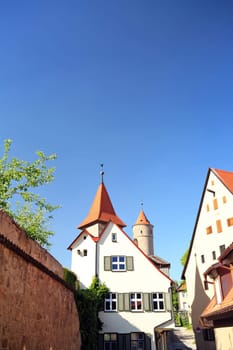 Dreikönigsturm in Dinkelsbühl is a city in Bavaria, Germany, with many historical attractions