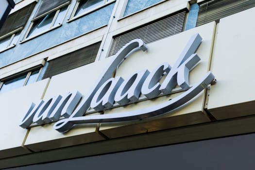 Wiesbaden, Germany - June 03 2018: VAN LAACK logo on a facade. VAN LAACK fashion outlet store.