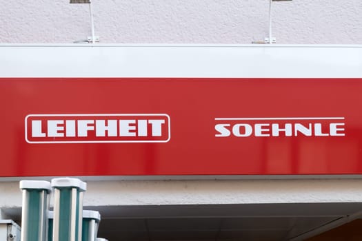 GERMANY- NASSAU - SEPTEMBER 11, 2018: LEIFHEIT SOEHNLE Logo on House Facede in Nassau, LEIFHEIT offers varied collection of products.