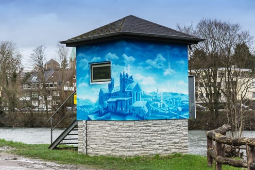 ESSEN, NRW, GERMANY - DECEMBER 21, 2015:.Water level monitoring station in Essen-Werden Germany. One of around 50 level monitoring stations that measure the water level of the Ruhr.