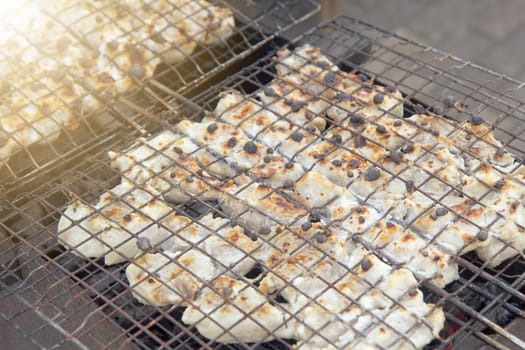 Barbecue in outdoors. cooking a chicken meat
