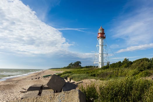 The Pape Lighthouse is a lighthouse located on the Latvian coast of the Baltic Sea.